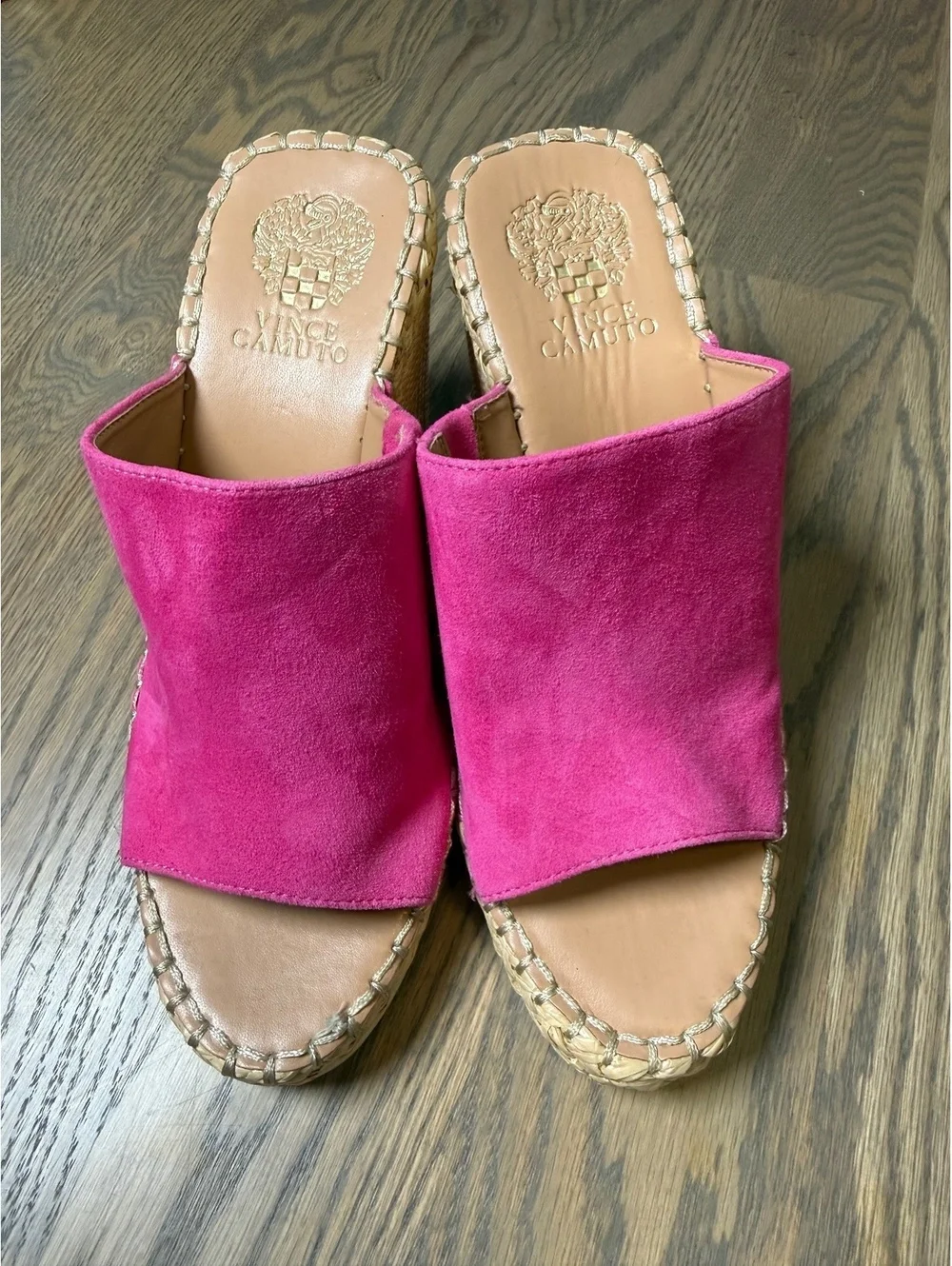 Vince Camuto Pink Suede Wedge Sandals Size 7M